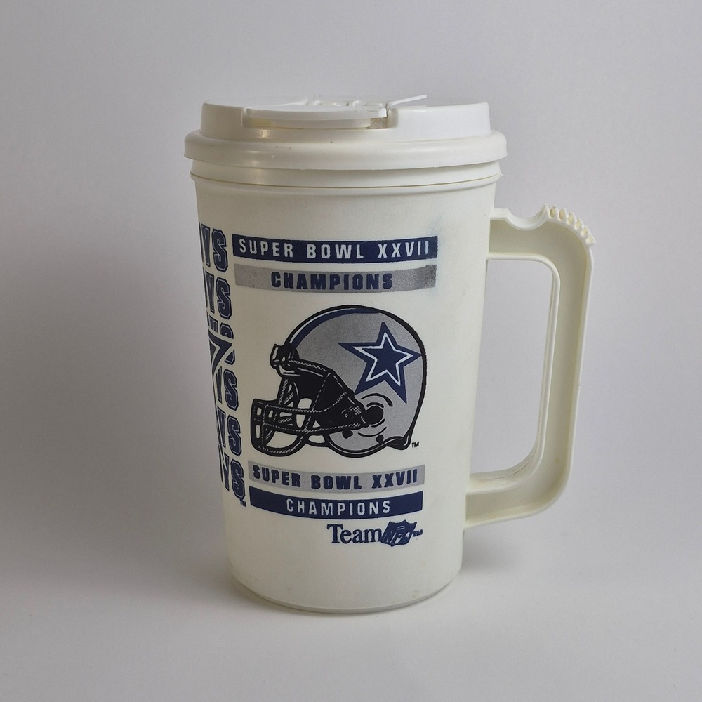 Vintage Dallas Cowboys Super Bowl XXVII Champions 22oz Travel Mug Cup Team NFL